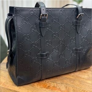 Leather Gucci Embossed Tote